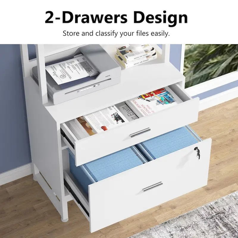 2-Drawer File Cabinet Printer Stand with Lock, 29.52"L