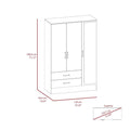 Mirrored Bedroom Armoire with 2 Cabinets and 2 Drawers, 47.2"W