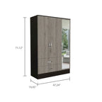 Mirrored Bedroom Armoire with 2 Cabinets and 2 Drawers, 47.2"W