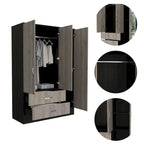 Mirrored Bedroom Armoire with 2 Cabinets and 2 Drawers, 47.2"W