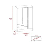 Mirrored Bedroom Armoire with 2 Cabinets and 2 Drawers, 47.2"W