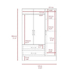 Mirrored Bedroom Armoire with 2 Cabinets and 2 Drawers, 47.2"W