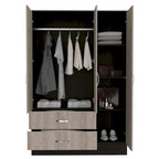 Mirrored Bedroom Armoire with 2 Cabinets and 2 Drawers, 47.2"W