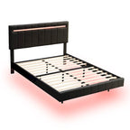 Floating Bed Frame with LED Lights, Full/Queen