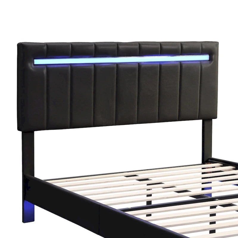 Floating Bed Frame with LED Lights, Full/Queen
