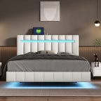 Floating Bed Frame with LED Lights, Full/Queen