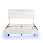 Floating Bed Frame with LED Lights, Full/Queen