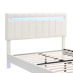 Floating Bed Frame with LED Lights, Full/Queen