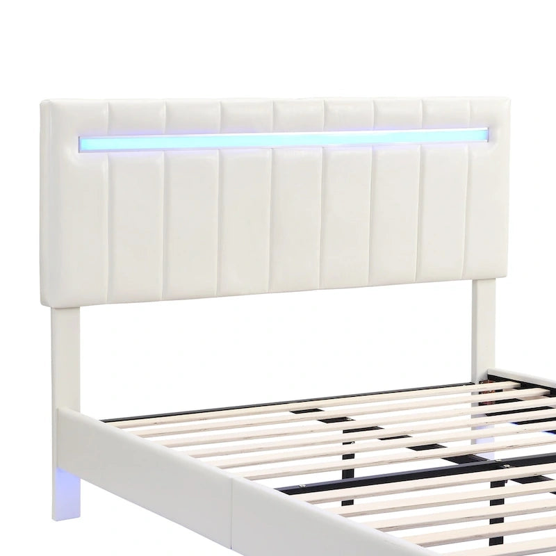 Floating Bed Frame with LED Lights, Full/Queen