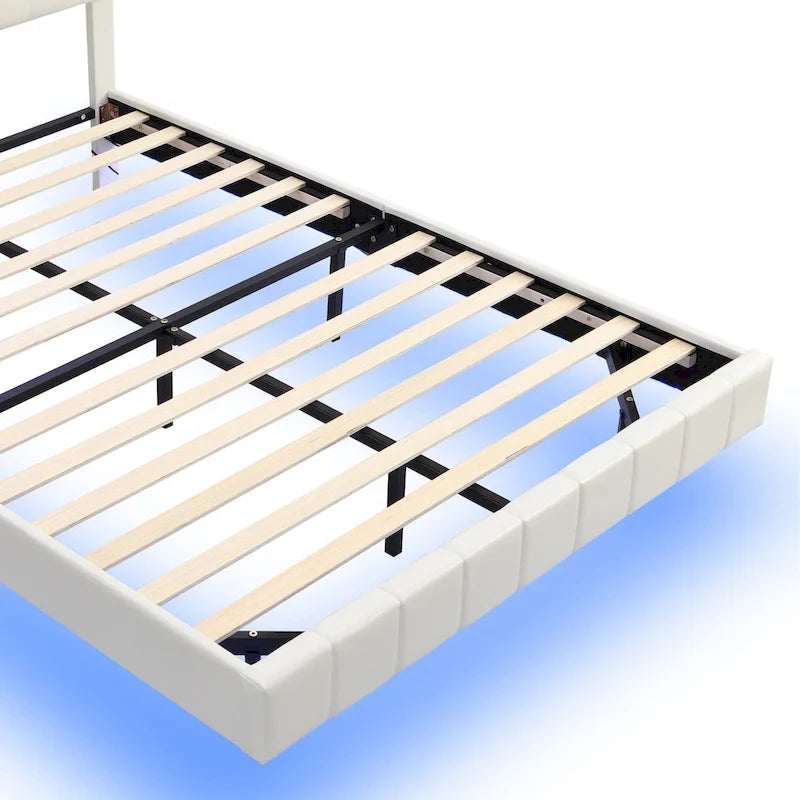 Floating Bed Frame with LED Lights, Full/Queen