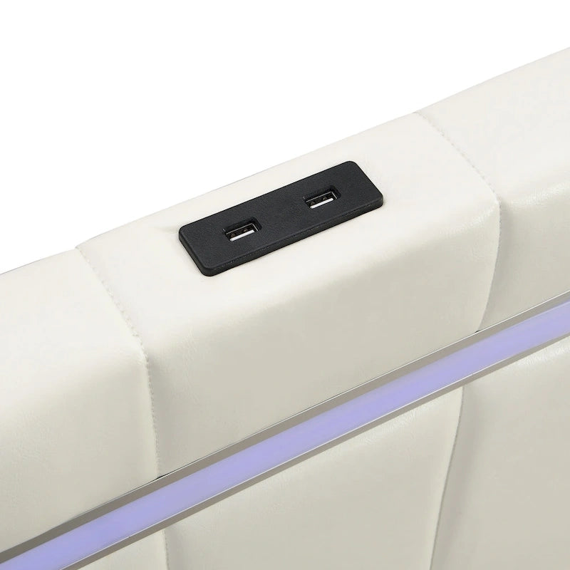 Floating Bed Frame with LED Lights, Full/Queen