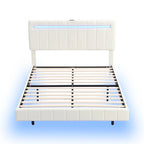 Floating Bed Frame with LED Lights, Full/Queen