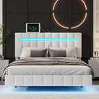 Floating Bed Frame with LED Lights, Full/Queen