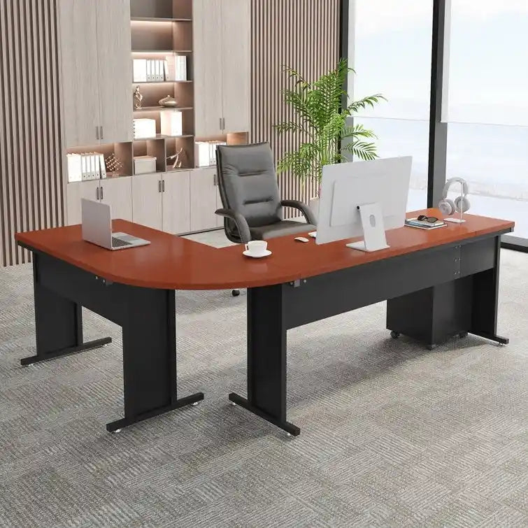 83 L-Shaped Executive Desk, Large L Office Desk with 3-Drawer Mobile File Cabinet, Business Furniture Desk Workstation