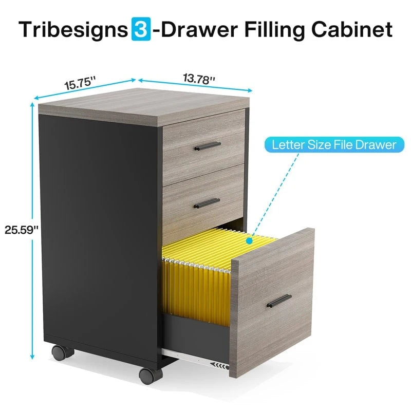 83 L-Shaped Executive Desk, Large L Office Desk with 3-Drawer Mobile File Cabinet, Business Furniture Desk Workstation