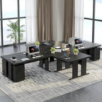 83 L-Shaped Executive Desk, Large L Office Desk with 3-Drawer Mobile File Cabinet, Business Furniture Desk Workstation