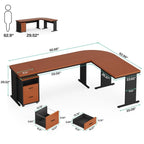 83 L-Shaped Executive Desk, Large L Office Desk with 3-Drawer Mobile File Cabinet, Business Furniture Desk Workstation