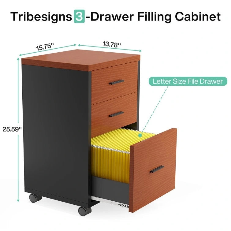 83 L-Shaped Executive Desk, Large L Office Desk with 3-Drawer Mobile File Cabinet, Business Furniture Desk Workstation