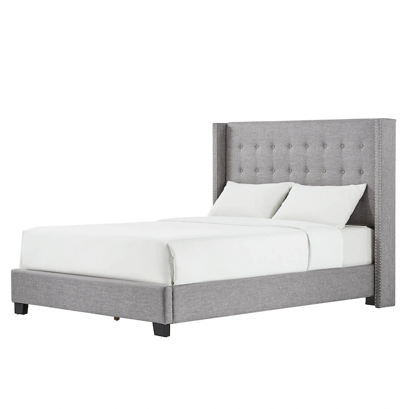 Melina Tufted Linen Wingback Platform Bed by  Bold
