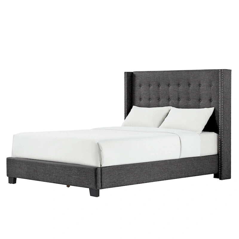 Melina Tufted Linen Wingback Platform Bed by  Bold