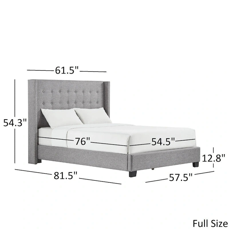 Melina Tufted Linen Wingback Platform Bed by  Bold