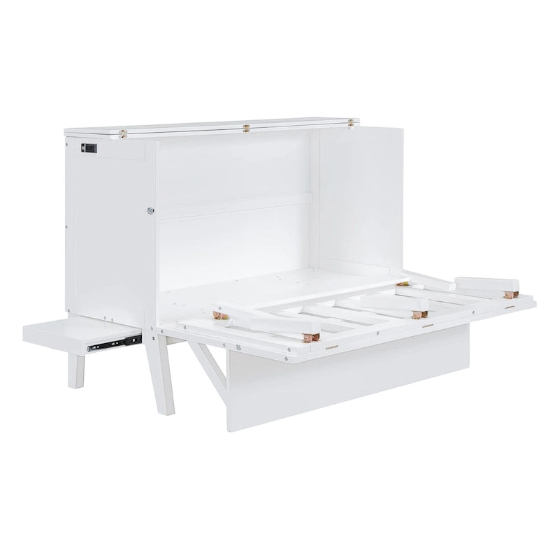 Queen Murphy Bed with USB and Side Shelves, 80.3"L