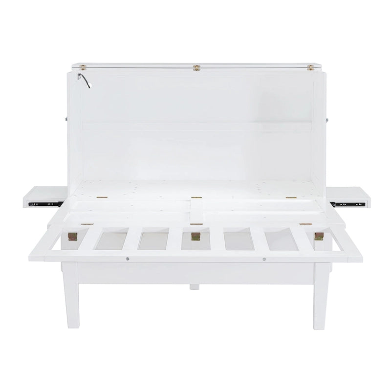 Queen Murphy Bed with USB and Side Shelves, 80.3"L