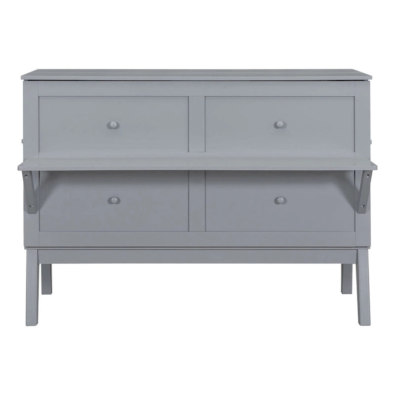 Queen Murphy Bed with USB and Side Shelves, 80.3"L