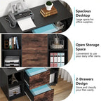 Wood File Cabinet with 2 Drawers and 4 Shelves, 39.5"W
