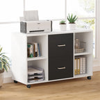 Wood File Cabinet with 2 Drawers and 4 Shelves, 39.5"W