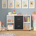 Wood File Cabinet with 2 Drawers and 4 Shelves, 39.5"W