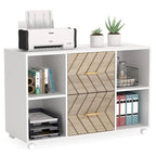 Wood File Cabinet with 2 Drawers and 4 Shelves, 39.5"W
