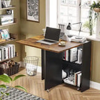 Folding Dining Table with 6 Wheels Drop Leaf Tables