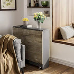 Folding Dining Table with 6 Wheels Drop Leaf Tables