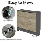 Folding Dining Table with 6 Wheels Drop Leaf Tables