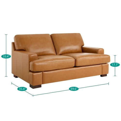 2-Seat Genuine Leather Loveseat, 700 lb Capacity
