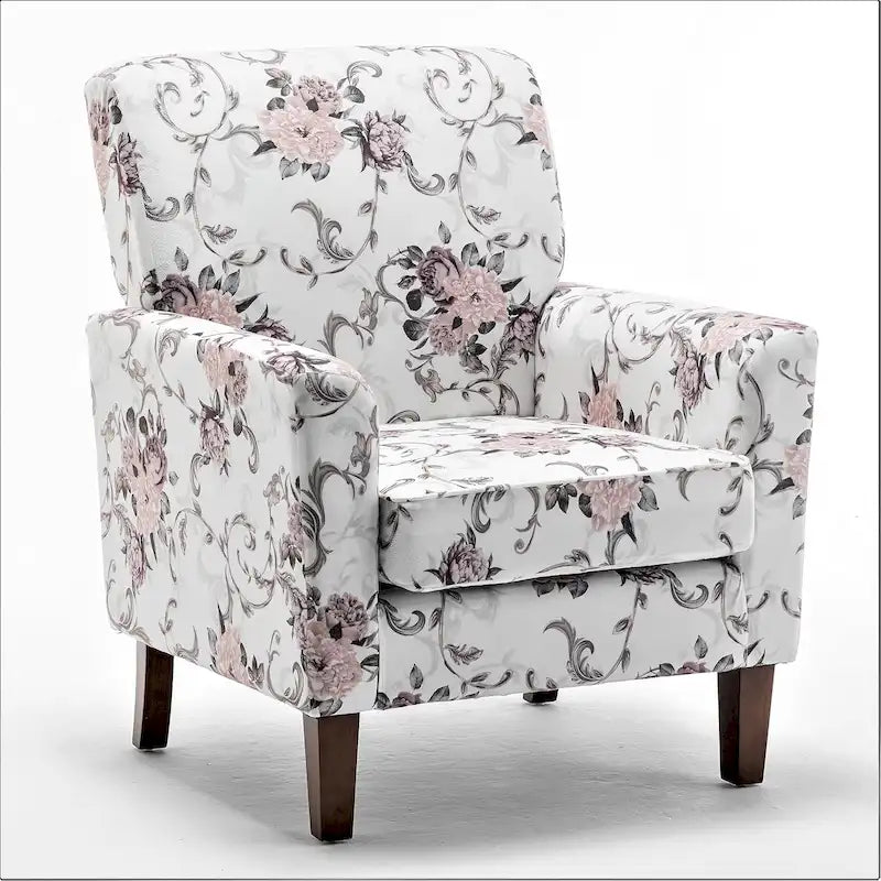 Modern Accent Armchair with Birch Wood Frame and Microfiber Upholstery