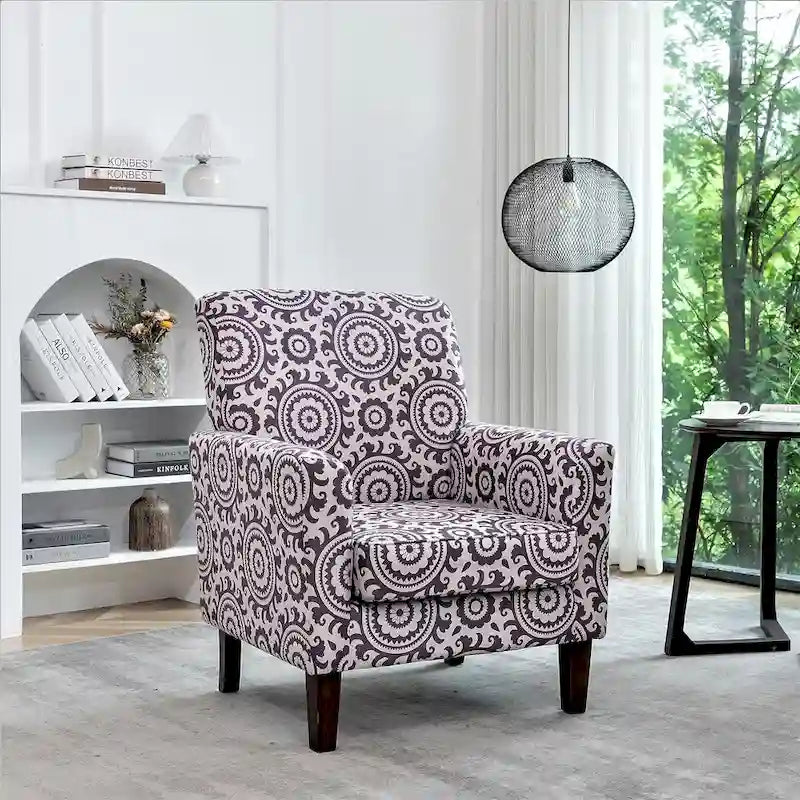 Modern Accent Armchair with Birch Wood Frame and Microfiber Upholstery