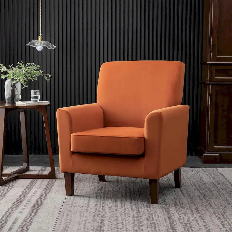Modern Accent Armchair with Birch Wood Frame and Microfiber Upholstery