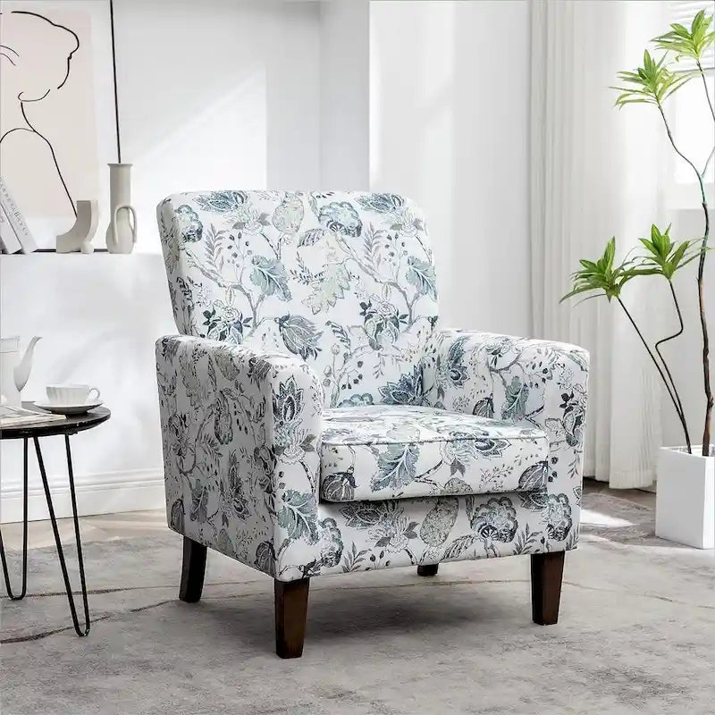 Modern Accent Armchair with Birch Wood Frame and Microfiber Upholstery