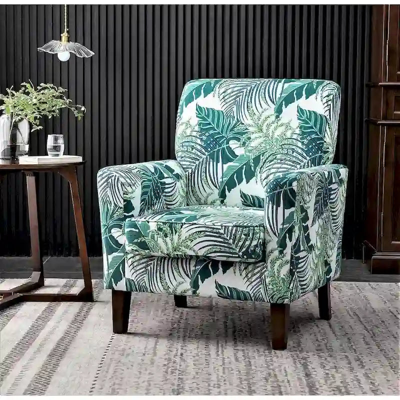 Modern Accent Armchair with Birch Wood Frame and Microfiber Upholstery