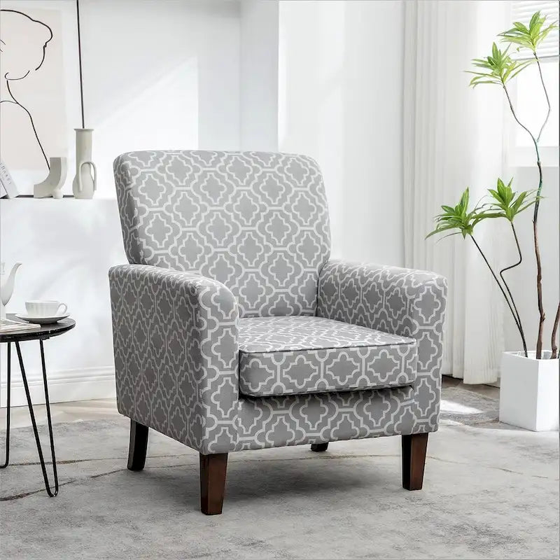 Modern Accent Armchair with Birch Wood Frame and Microfiber Upholstery