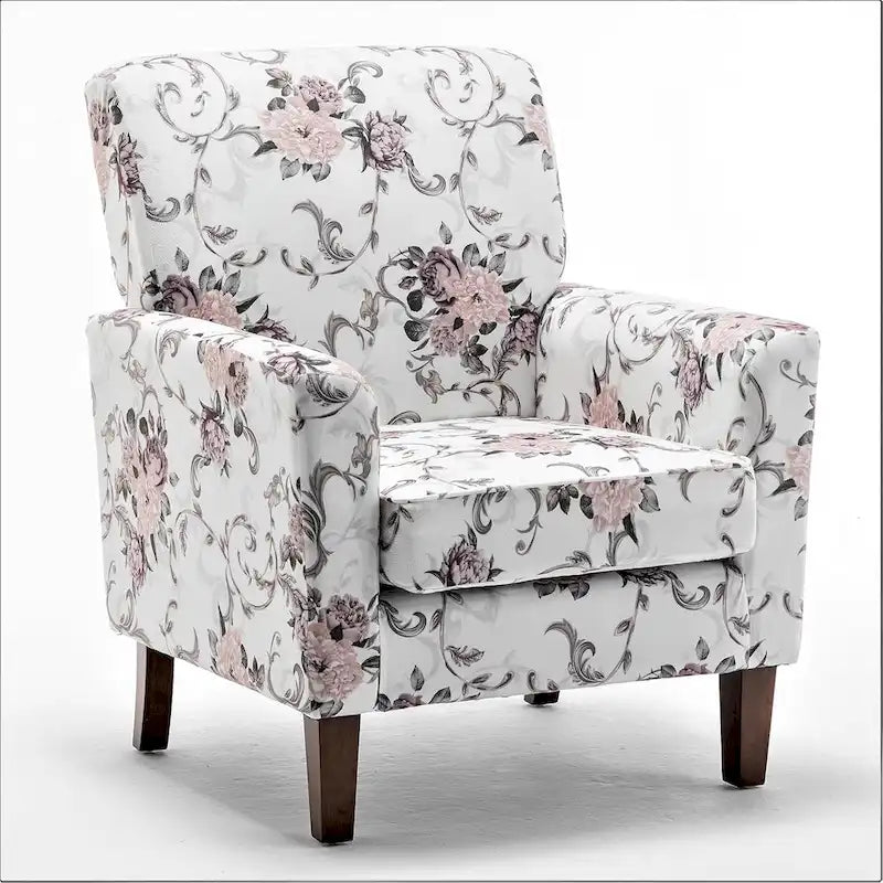 Modern Accent Armchair with Birch Wood Frame and Microfiber Upholstery