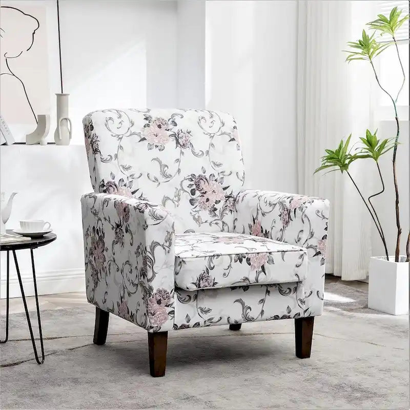 Modern Accent Armchair with Birch Wood Frame and Microfiber Upholstery