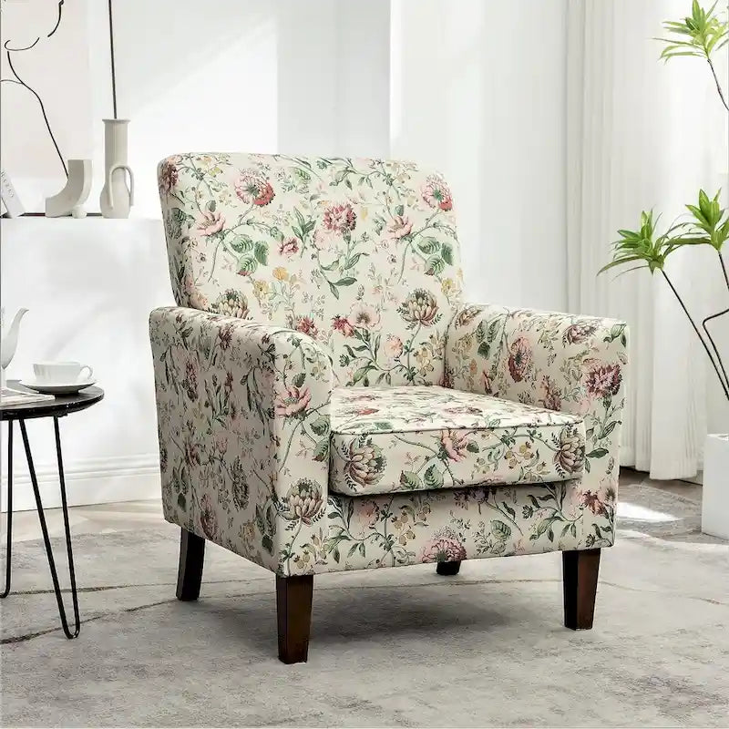 Modern Accent Armchair with Birch Wood Frame and Microfiber Upholstery