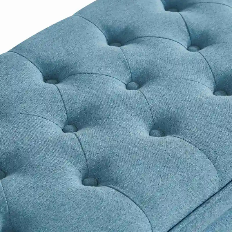 Upholstered Tufted Button Storage Ottoman Bench