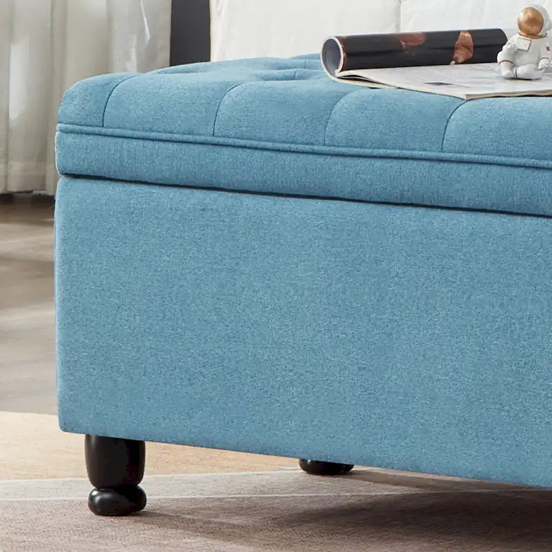 Upholstered Tufted Button Storage Ottoman Bench