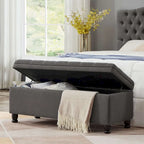 Upholstered Tufted Button Storage Ottoman Bench