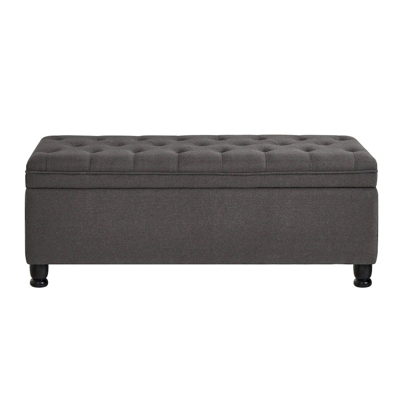 Upholstered Tufted Button Storage Ottoman Bench