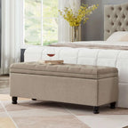 Upholstered Tufted Button Storage Ottoman Bench